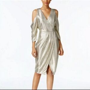 Elegant Silver Wrap Dress